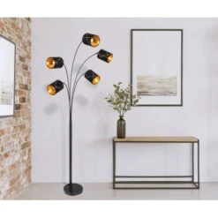 Globo Stehlampe Bemmo 5-flammig Schwarz 840 X 1300 X 2040 Mm