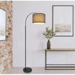 Globo Stehlampe Nathan 1-flammig Schwarz Matt 620 X 350 X 1600 Mm