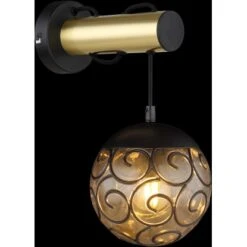 Globo Wandlampe Fitz 1-flammig Schwarz Matt-Gold Rauchfarben 150 X 360 Mm -Angebote Licht Welt Store 9007371430864 3749 S 02
