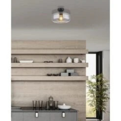 Globo Deckenleuchte 1-flammig Schwarz Matt-Rauchfarben 280 X 205 Mm