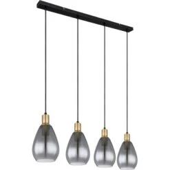 Globo Pendelleuchte Fanni 4-flammig Schwarz Matt-Rauchfarben 900 X 150 X 1200 Mm -Angebote Licht Welt Store 9007371436613 3749 S 02