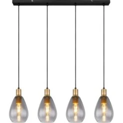 Globo Pendelleuchte Fanni 4-flammig Schwarz Matt-Rauchfarben 900 X 150 X 1200 Mm -Angebote Licht Welt Store 9007371436613 3749 S 03