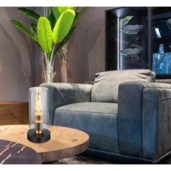 Globo Tischlampe Annika 1-flammig Schwarz Matt-Rauchfarben 90 X 300 Mm