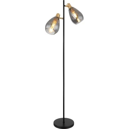 Globo Stehlampe Fanni 2-flammig Schwarz Matt-Rauchfarben 340 X 250 X 1600 Mm 2 Globo Stehlampe Fanni 2-flammig Schwarz Matt-Rauchfarben 340 X 250 X 1600 Mm – Bild 2