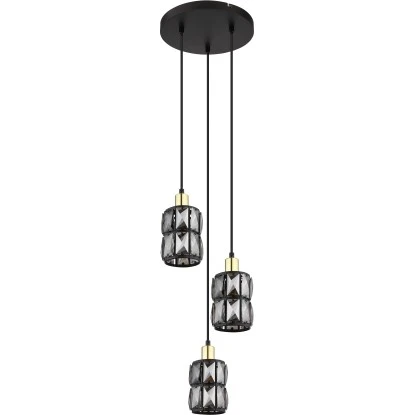 Globo Pendelleuchte Wolli 3-flammig Schwarz Matt Rauchfarben 250 X 1200 Mm 3 Globo Pendelleuchte Wolli 3-flammig Schwarz Matt Rauchfarben 250 X 1200 Mm – Bild 3